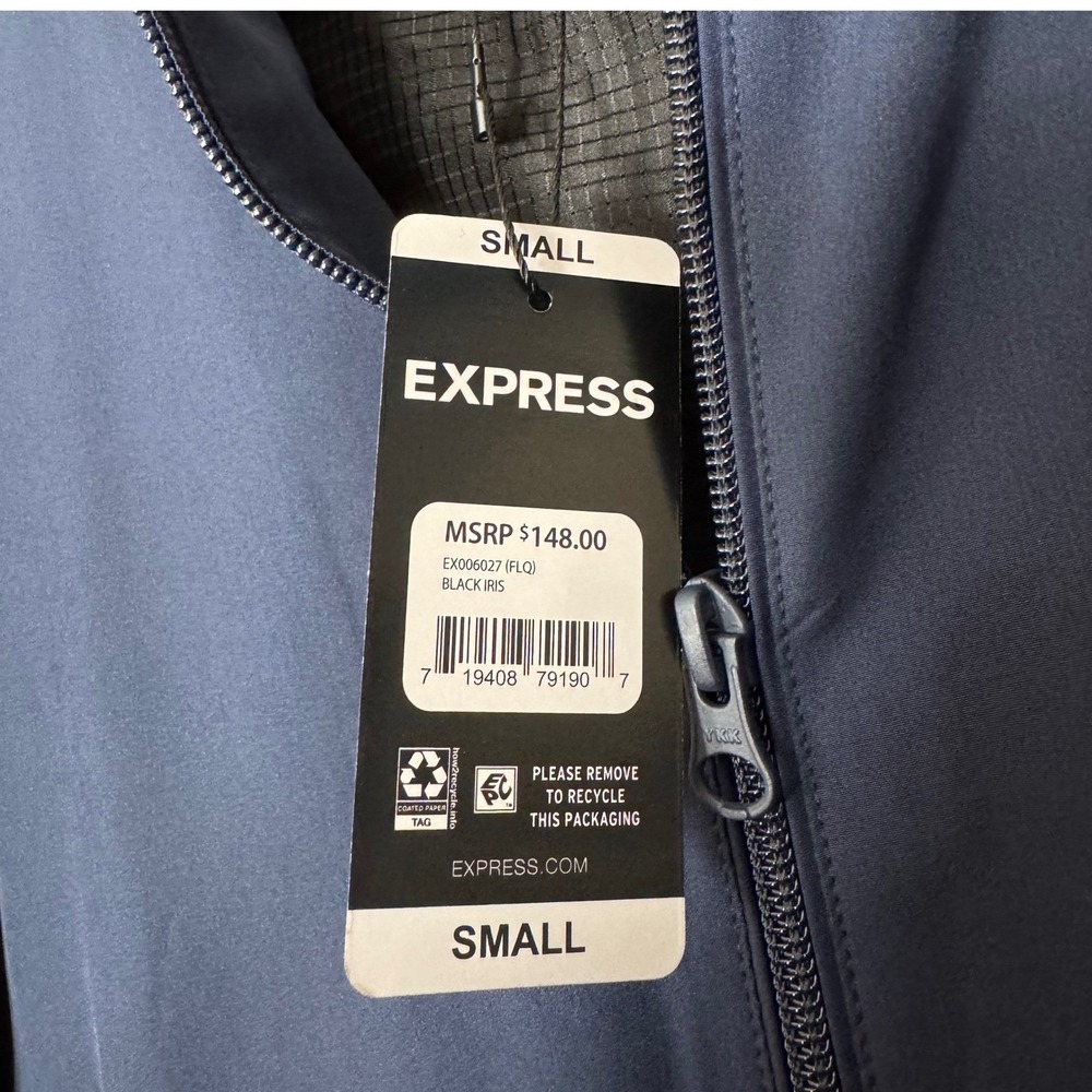 NWT Express Bomber Jacket Men Blue Zip S Outerwear Travel Lightweight Nautical - Picture 7 of 12